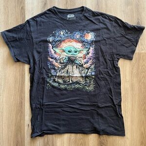 Star Wars “Baby Yoda” Van Gogh Style Men’s T-Shirt - Size L- USED